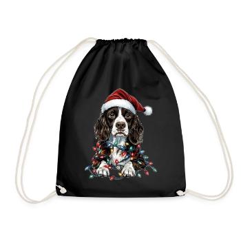 Springer Spaniel Chien Père Noël Noël - Sac de sport léger - noir - Devant