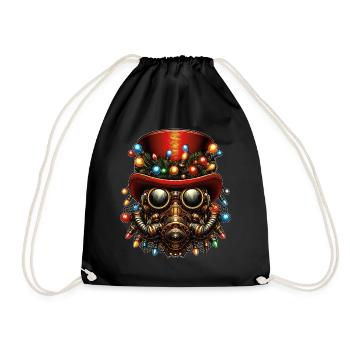 Steampunk Vintage Santa Hat Xmas - Drawstring Bag - black - Front