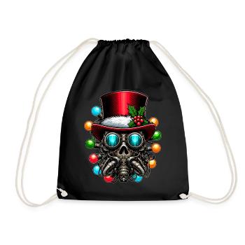 Steampunk Vintage Santa Hat Xmas - Drawstring Bag - black - Front