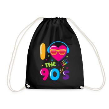 I love 90's / 90er Jahre Design - Turnbeutel - Schwarz - Vorne