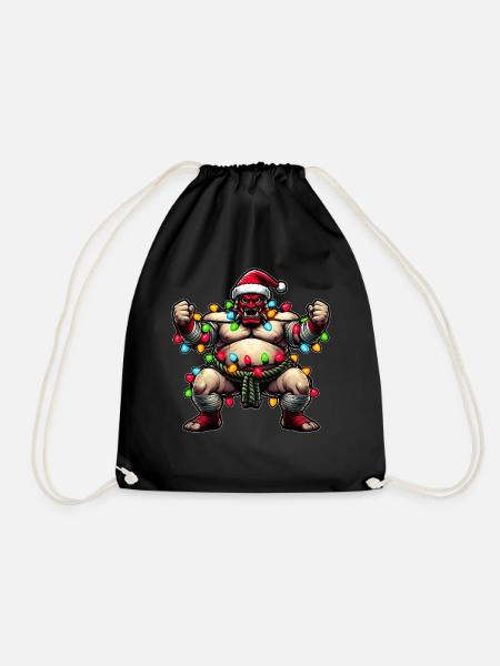 Sumo Wrestling Japanese Sumo Wrestler - Drawstring Bag - black