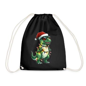 T-Rex Tyrannosaurus rex Dinosaurier Weihnachtsmütz - Turnbeutel - Schwarz - Vorne
