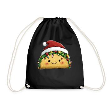 Tacos Mexican Food Santa Hat Xmas - Drawstring Bag - black - Front