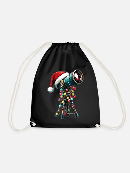 Teleskop Astronomie Astronom Weihnachtsmütze Xmas - Turnbeutel - Schwarz