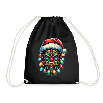 Tiki Luau Hawaïen Hawaïen Tiki Masque Noël Maman - Sac de sport léger - noir - Devant