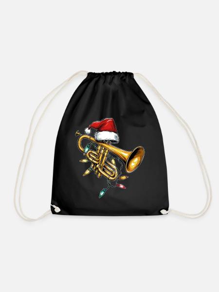 Trompete Instrument Trompeter Weihnachtsmütze Xmas - Turnbeutel - Schwarz