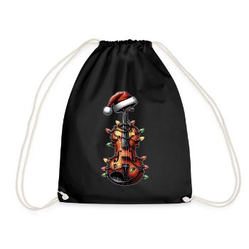 Geige Instrument Geigerin Weihnachtsmütze Xmas - Turnbeutel - Schwarz - Vorne