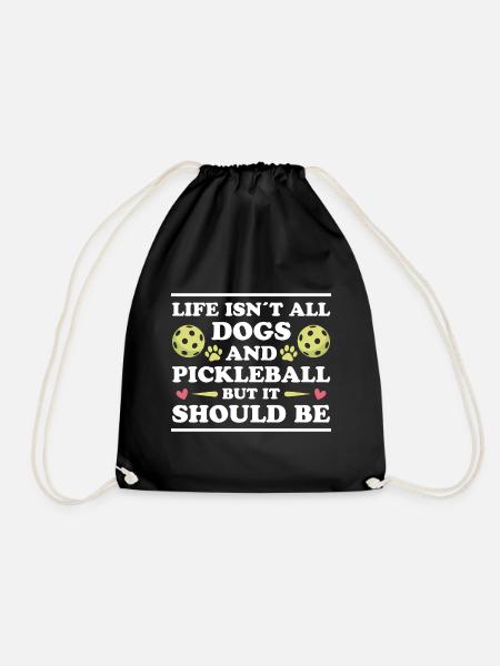 Pickleball Saying Dog Funny Pickleball Gift - Drawstring Bag - black