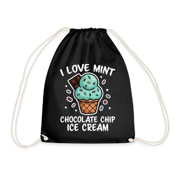 Schoko Minz Eis Spruch Lustiges Minz Eis Geschenk - Turnbeutel - Schwarz - Vorne