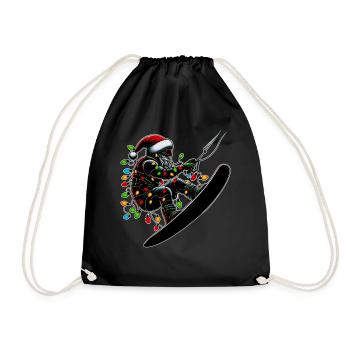 Wakeboarding Santa Claus Wakeboarder Christmas - Drawstring Bag - black - Front