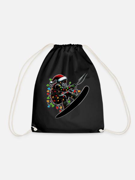 Wakeboarding Weihnachtsmann Wakeboarder Weihnachts - Turnbeutel - Schwarz