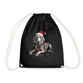 Braque de Weimar chien Père Noël - Sac de sport léger - noir - Devant