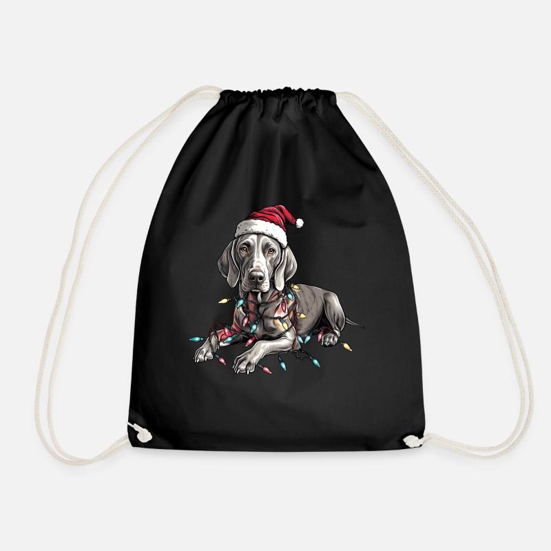 Weimaraner Hund Weihnachtsmütze Xmas - Turnbeutel - Schwarz