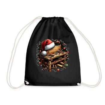 Woodworker Woodworking Carpentry Christmas - Drawstring Bag - black - Front