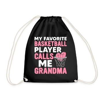 My favorite basketball player calls me Grandma-Gr - Drawstring Bag - black - Front