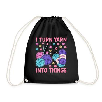 Crochet Knitting Yarn Lover I Transform Yarn I - Drawstring Bag - black - Front