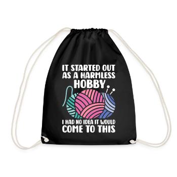 Crochet Knitting Yarn Lover Harmless Hobby Come - Drawstring Bag - black - Front