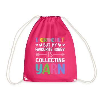 Crochet Knitting Yarn Lover Crochet Hobby Gathering - Drawstring Bag - fuchsia - Front