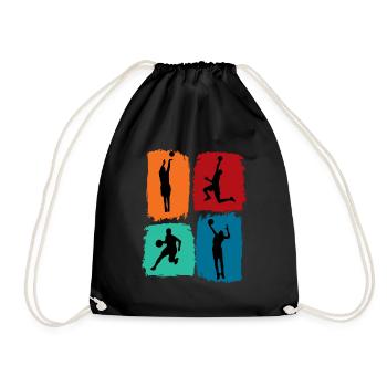 Basketball, Basketballer retro Sport Design - Turnbeutel - Schwarz - Vorne