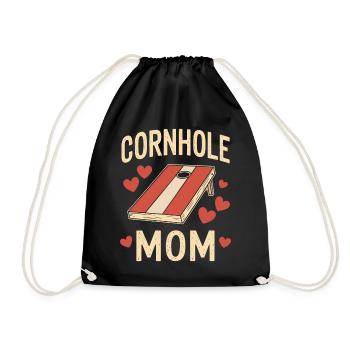 Cornhole Spruch Mama Lustiges Cornhole Geschenk - Turnbeutel - Schwarz - Vorne