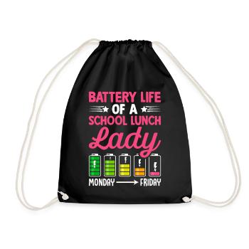 Cafeteria Worker Battery Life Of A School With - Drawstring Bag - black - Front