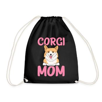 Corgi-Mama - Turnbeutel - Schwarz - Vorne