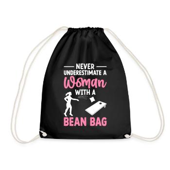 Funny Cornhole Girl Player Corn Hole A Fr - Drawstring Bag - black - Front