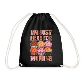 Muffin Spruch Muffins Lustiges Muffins Geschenk - Turnbeutel - Schwarz - Vorne