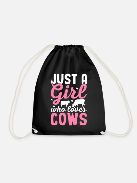 Just A Girl Who Loves Cows Cow Girl Cattle Heifer - Turnbeutel - Schwarz