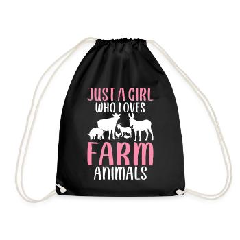 Cow Cattle Heifer Just a Girl Taking Farm Animals Li - Drawstring Bag - black - Front