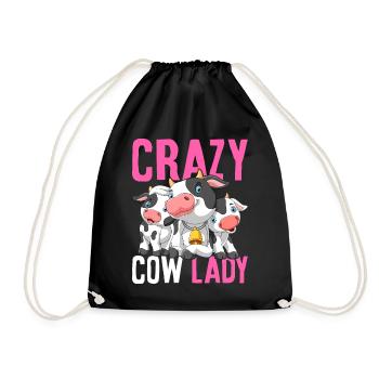 Crazy Cow Lady Funny Cattle Heifer Girl Bäue - Drawstring Bag - black - Front