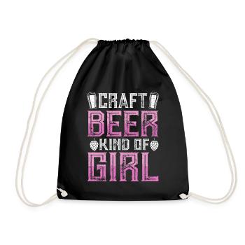 Craft Beer Kind Of Girl Funny Home Brew Hop Brewer - Drawstring Bag - black - Front