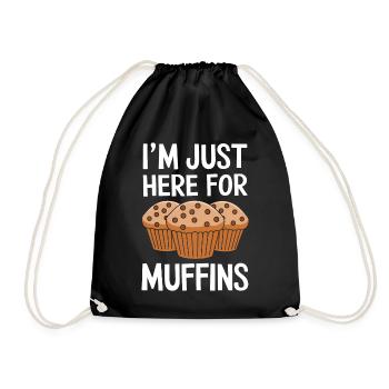 Muffin Spruch Muffins Lustiges Muffins Geschenk - Turnbeutel - Schwarz - Vorne