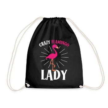 Verrückte Flamingo-Dame Verrückte Dame - Turnbeutel - Schwarz - Vorne