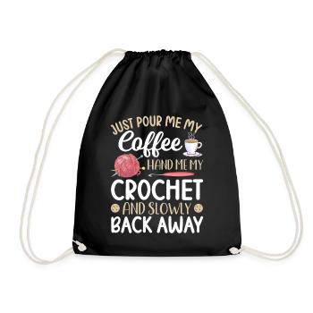 Crochet Knitting Yarn Lover Pour Coffee Hand M - Drawstring Bag - black - Front