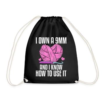 Crochet Tricot Yarn Lover 9mm Je Sais Comment Faire E - Sac de sport léger - noir - Devant