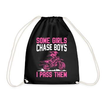 Dirt Bike Girl Biker Motorrad Girls Chase Boys I P - Turnbeutel - Schwarz - Vorne