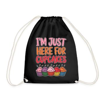 Cupcake Saying Cupcakes Funny Cupcake Gift - Drawstring Bag - black - Front