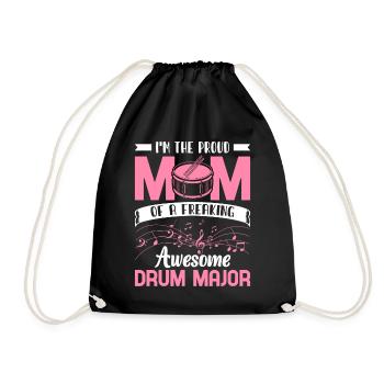 Proud Mother of a Drum Major Drummer Drum - Drawstring Bag - black - Front