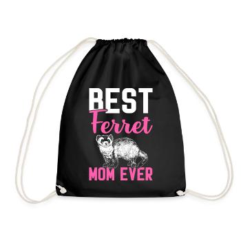 Best ferret mom of all time pet owner - Drawstring Bag - black - Front