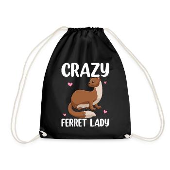 Crazy Ferret Lady Pet Owner - Drawstring Bag - black - Front