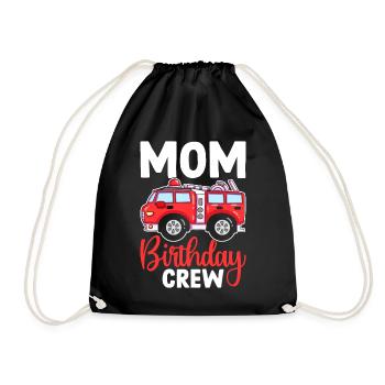 Firefighter Firefighter Mom Birthday Crew - Drawstring Bag - black - Front