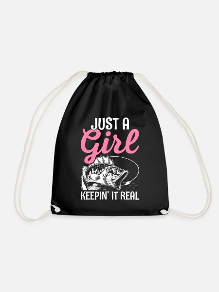 Fishing Girl Fisher Frauen Just A Girl Keepin It R - Turnbeutel - Schwarz