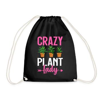 Crazy Plant Lady Pflanzenliebhaberin Pflanzenmädch - Turnbeutel - Schwarz - Vorne