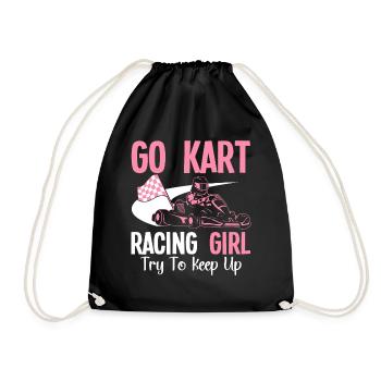 Go Kart Racing Girls Try Karting Racer - Drawstring Bag - black - Front