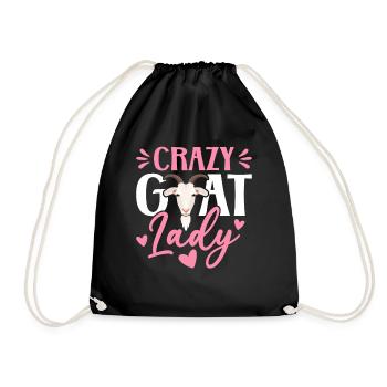 Crazy Goat Woman Goat Lover Goat Family - Drawstring Bag - black - Front