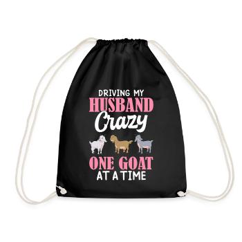 Driving Husband One Goat At Time Crazy Goat Mom Go - Turnbeutel - Schwarz - Vorne