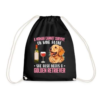 Frau Wein Sie braucht Golden Retriever Hund Hundel - Turnbeutel - Schwarz - Vorne