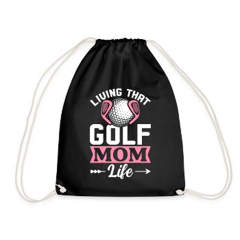 The life of a golf mom Golfer Playing golf - Drawstring Bag - black - Front