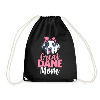 Great Dane Mom Dog Lover Dog Mom - Drawstring Bag - black - Front